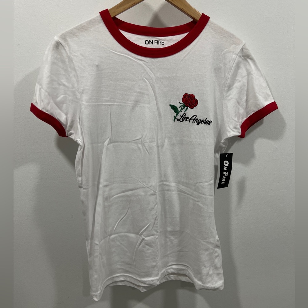 On Fire red shirt rose "Los Angeles" Camisa roja On Fire con rosa "Los Ángeles"